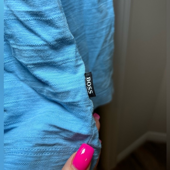 Hugo Boss - Blue Office Wear Basic Casual Long Sleeve V-Neck Shirt in Size XL - Picture 7 of 7